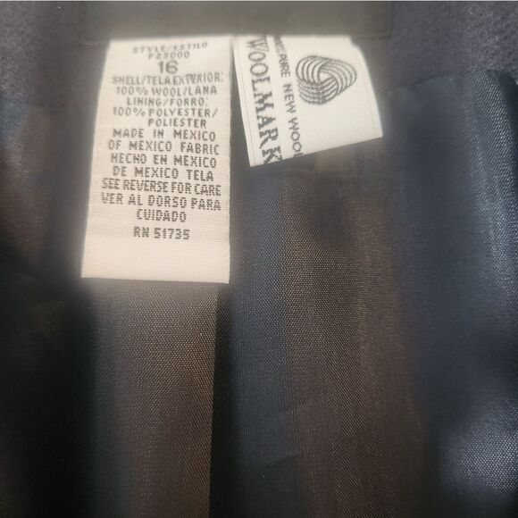 Vtg 80s Sag Harbor 16  Navy Blue 100%WOOL Lined 1 Button Women's  Blazer - Picture 2 of 8